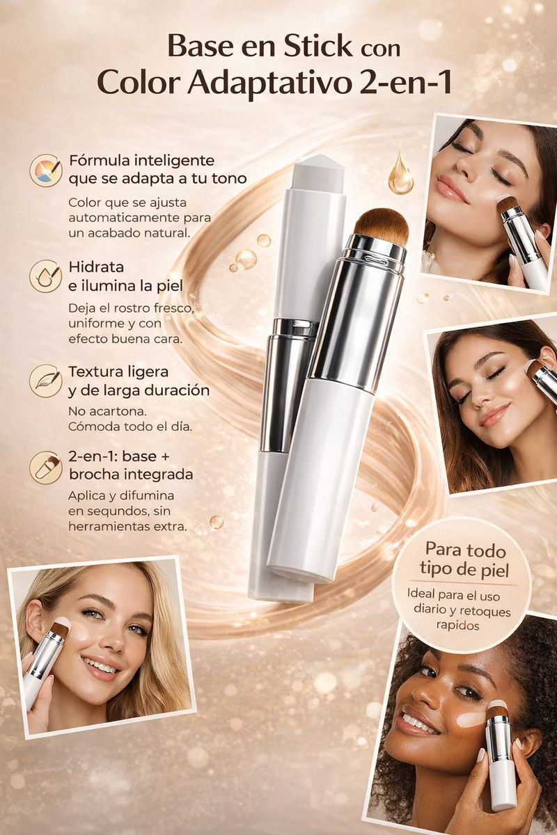 Color Changing Foundation Stick Brightens Concealer Stick Ouble Head with Brush Lightweight Moisturizing Brightening Cosmetics