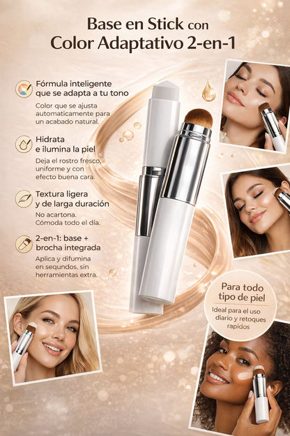Color Changing Foundation Stick Brightens Concealer Stick Ouble Head with Brush Lightweight Moisturizing Brightening Cosmetics