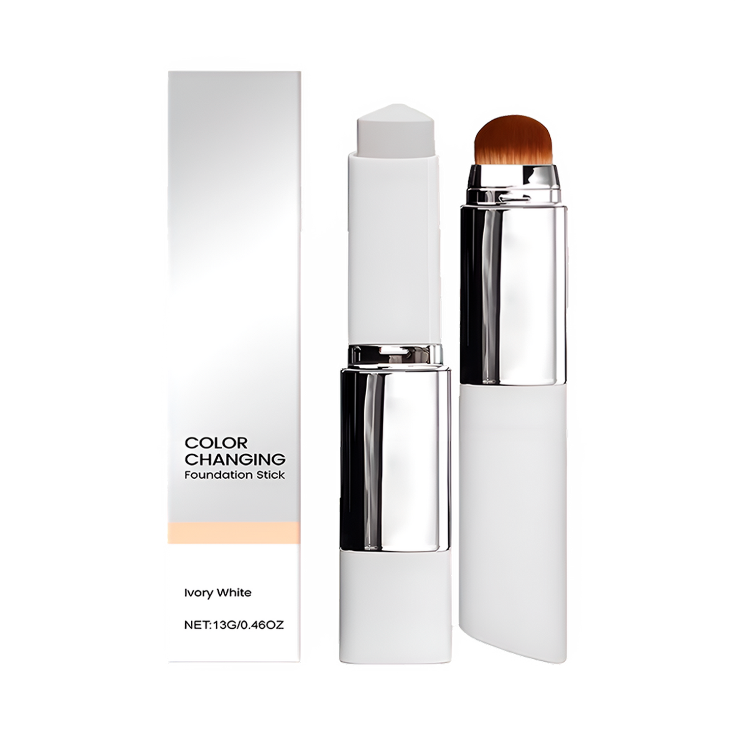 Color Changing Foundation Stick Brightens Concealer Stick Ouble Head with Brush Lightweight Moisturizing Brightening Cosmetics